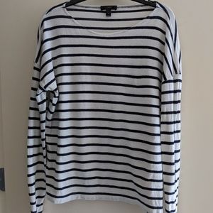 J Crew black and white striped shirt